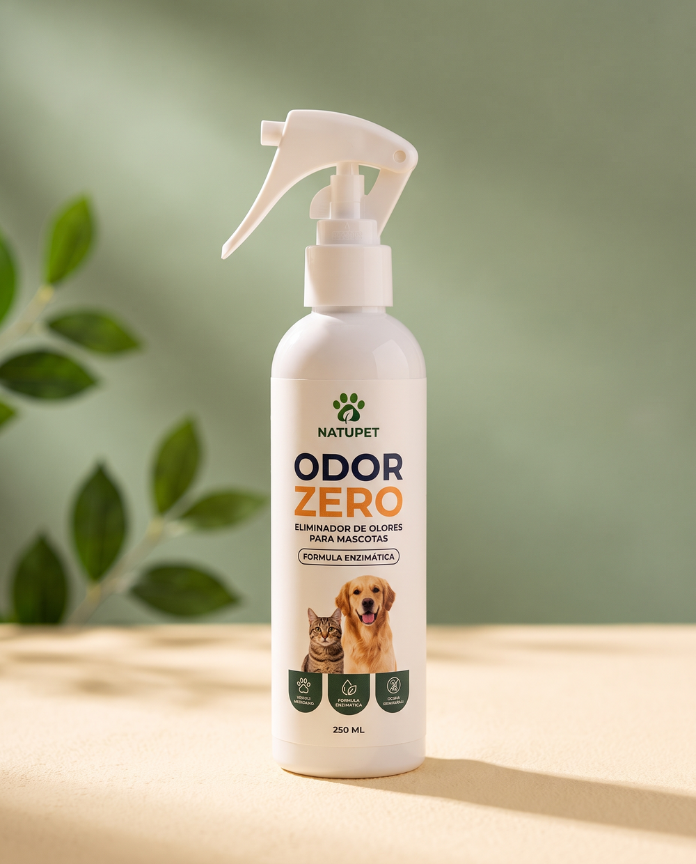 El frasco de ODOR ZERO de 250 ml con fórmula enzimática