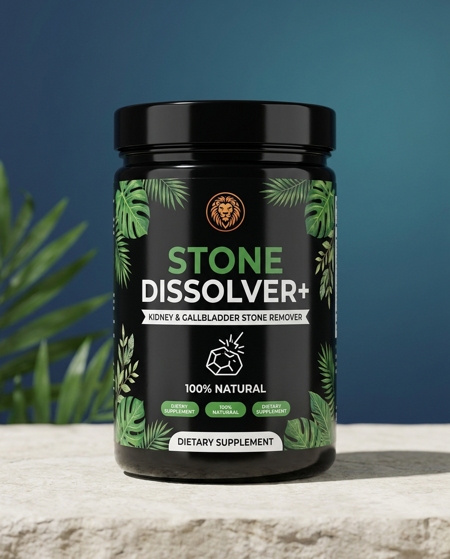 El frasco negro de Stone Dissolver+ de 60 cápsulas
